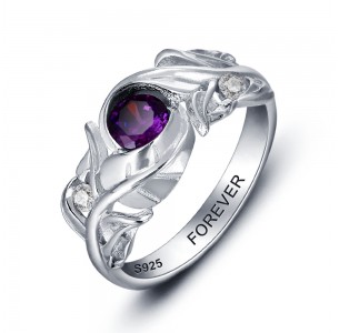 Birthstone Ring, Sterling Silver Personalized Engravable Ring JEWJORI102014